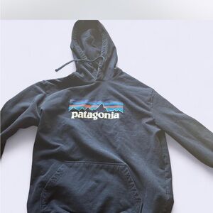 Patagonia Navy Hoodie with Multicolor Logo